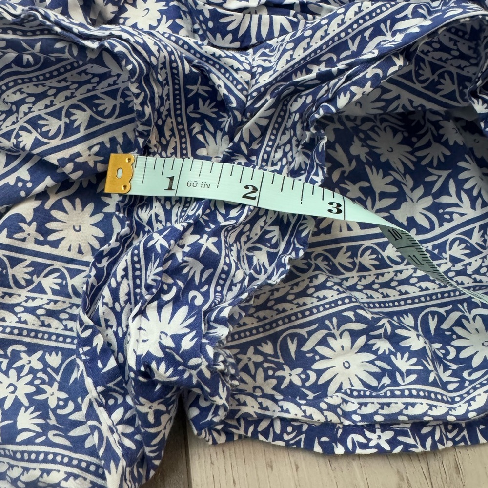 Vineyard Vine Romper Women Medium Blue White Floral Pockets Tie Lined Preppy - Picture 6 of 8